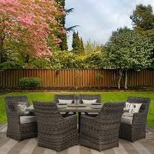 Brown Wicker Outdoor Dining Set