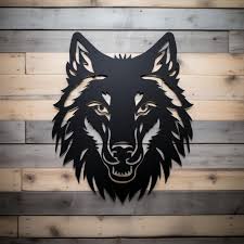 Black Metal Wolf Head Wall Decor