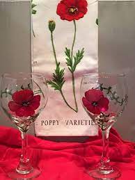 Red Poppy Design Wine Glasses