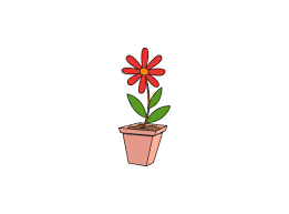 Spring Flower Pot Pink Fill Line Icon