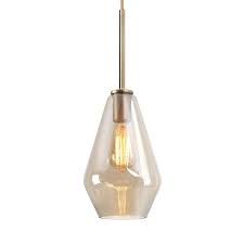 Lamqee 6 7 In W X 11 2 In H 1 Light Amber Glass Champagne Gold Pendant Light With Shade