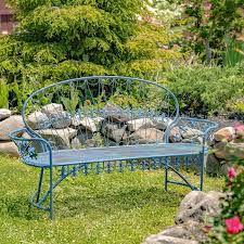 Iron Garden Bench With Curved Back