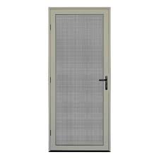 32 In X 80 In Almond Surface Mount Ultimate Security Screen Door With Meshtec Screen