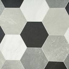 Grey Hexagon Tile Effect Vinyl Flooring