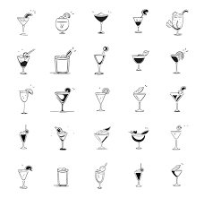 Vector Outline Glasses Icon Set