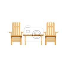 Wooden Garden Chairs And Table Icon