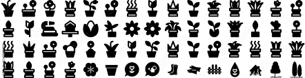 Set Of Garden Icons Isolated Silhouette