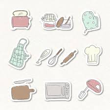Cute Kitchen Utensils Doodle Sticker