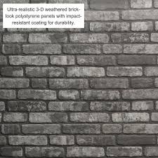 Wall Supply 0 79 In X 19 69 In X 47 24 In Ultralight Faux Brick Anthracite Hd Printed Jointless Common Plank 4 Pack Black