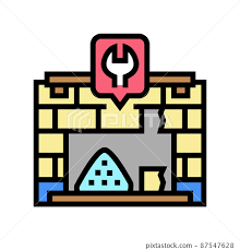 Fireplace Repair Color Icon Vector