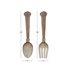 Decmode Eclectic Distressed Wood And Metal Utensils Wall Decor 2 Count