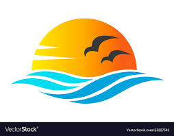 Ocean Icon Or Logo With Sun Vector Image