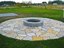 Fire Pit With Flagstone Patio Rustic