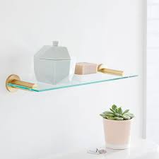 Modern Overhang Bath Glass Shelf Single Matte Black 18 Wide West Elm