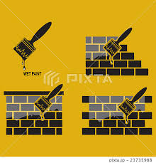 Paint Brush And Wall Working Tool Icon