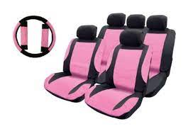 Pink Leather Look Car Seat Covers Steer