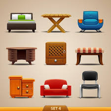 Cute Furniture Vector Iconsset 4