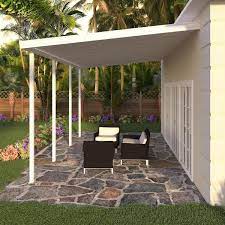 Integra 8 Ft X 20 Ft White Aluminum Attached Solid Patio Cover With 4 Posts Maximum Roof Load 30 Lbs