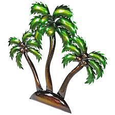 3d Metal Island Palm Trees Wall Art