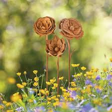 Rusty Metal Flower Stake Signals