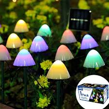 Sowaz 20 Led 20 Ft Solar Mushroom String Light Multi Color Garden