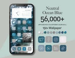 Neutral Ocean Blue Aesthetic App Icons