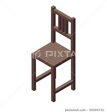 Home Office Wood Chair Icon Isometric