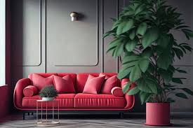 Apartment Living Room With Red Sofa