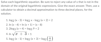 Solved Solve Each Logarithmic Equation