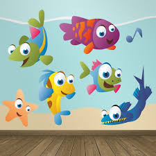Wall Sticker Kit Aquarium Colored Fish