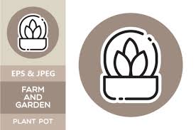 Farm Garden Icon Plant Pot Graphic