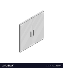 Double Glass Office Door Icon Isometric