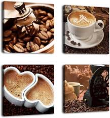 Coffee Themed Canvas Wall Art Set For