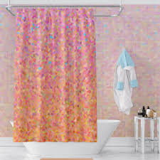 Peach And Pink Fabric Shower Curtain
