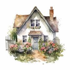 Watercolor Painting Of A House With