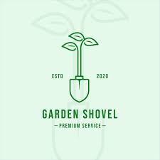 Shovel Garden Logo Line Art Vintage