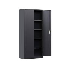 Black Metal Storage Cabinet With 4