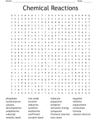 Types Of Reactions Word Search Wordmint