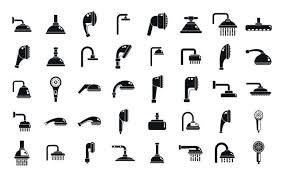 Shower Heads Icons Set Simple Vector