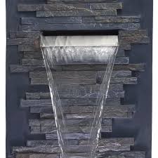 Alpine Corporation 32 Tall Cascading Stone Wall Fountain Decoration With Led Lights