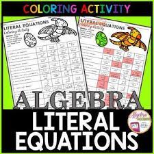 Writing Literal Equations Coloring