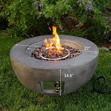Barton 27 1 2 In W X 14 1 2 In H 40000 Btu Outdoor Firebowl Propane Field Patio Yard With Lava Rock And Weather Cover Gray