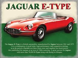Jaguar E Type Metal Wall Sign Vintage