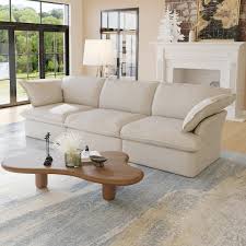 Flared Arm Linen Modern Rectangle Sofa