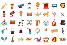 Circus Icons Set Flat Vector Isolated