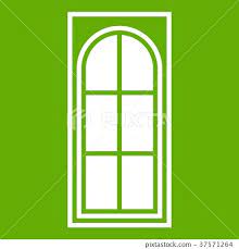 Wooden Door With Glass Icon Green