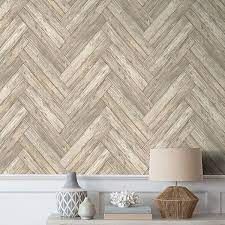 Surface Style Herringbone Wood Birch L Stick Wallpaper 20 5 In W X 18 Ft L