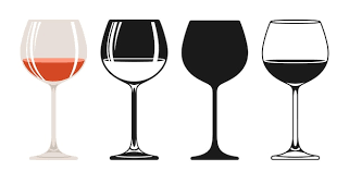 Vector Wineglass Sign Red Wine Set