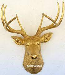 Faux Gold Deer Head 8 Point Buck Deer