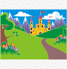 Fairytale Unicorn Landscape Clipart